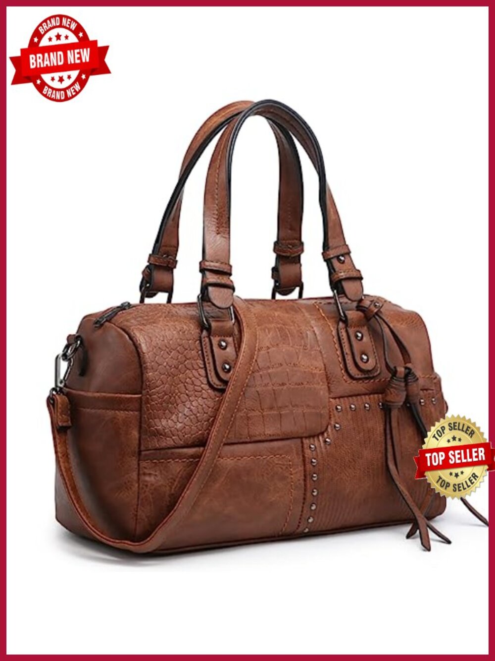 Soft Vegan Leather Barrel Bag Hobo Top Handle Tote Satchel Handbag Purse